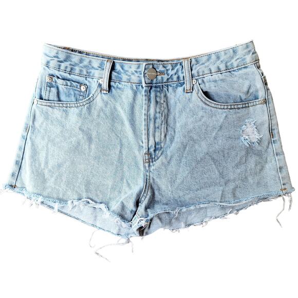 Superdown X Draya Michele high rise cutoff jean shorts frayed hem size 30 denim - Picture 1 of 5